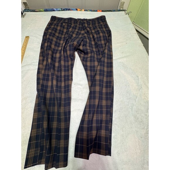 Santena Men’s Pants Golf 44wx28l Plaid Gold And Black Chino Active Wear Vintage - Picture 7 of 10